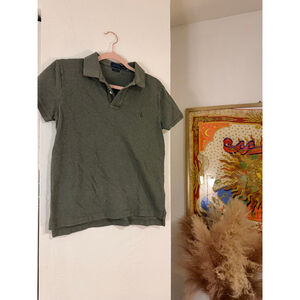 Preowned, a Polo Ralph Lauren classic fit mesh polo shirt in an olive green